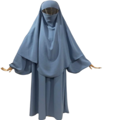 Abaya bleu ciel grisâtre