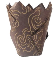 Caissettes tulipe marron arabesque