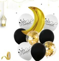 Composition de ballons Noir/Or/blanc x9
