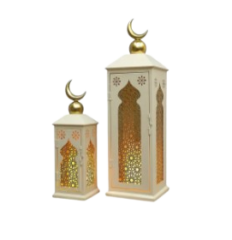 Lanternes Anaqa Blanc crème et Or x2