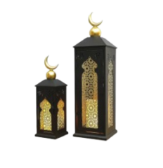 Lanternes Anaqa Noir et Or x2