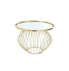 Présentoir miroir pied boule Or Patis décor Ø21cm