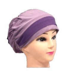 Bonnet assorti d'une bande et d'une jolie fleur - Couleur mauve