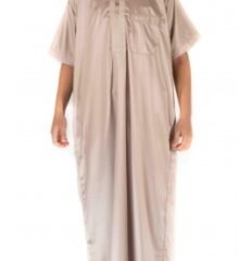 Qamis Enfant / Ado Beige satiné manches courtes